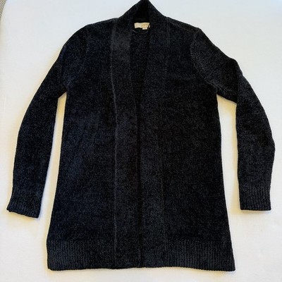 LOFT Women s Black Chenille Open Front Cardigan Sweater Size Small