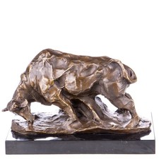 Bronze Skulptur Stier Moderne auf schwarzem Marmor sockel nach Signed