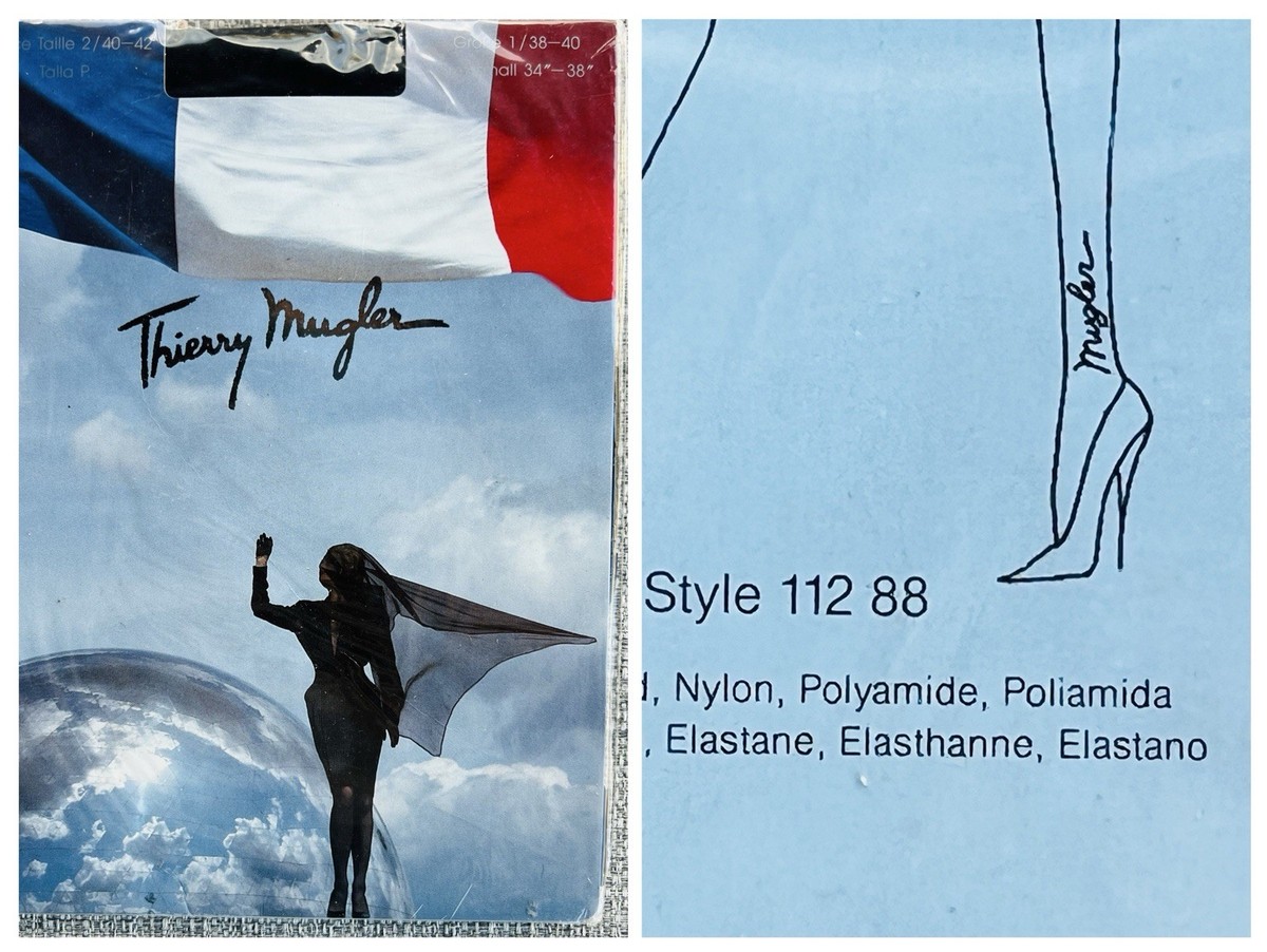 Vintage Thierry Mugler Wolford Tights Stockings MUGLER Black Sz