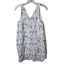Old Navy Women's Beach Boardwalk Scene Print Tank Dress Size M White Blue