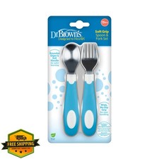 Dr. Brown's Toddler Spoon Fork Set Blue 12m 2pk