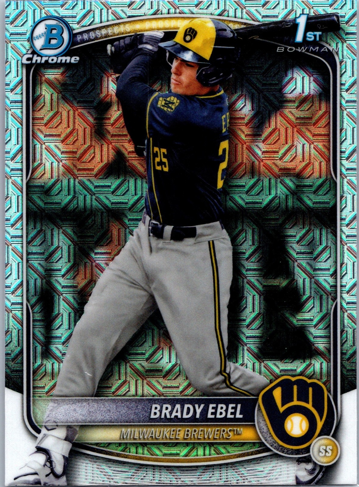 2025 Bowman Draft Brady Ebel #BDC-194 Chrome Mojo Refractor 1st Prospect Brewers