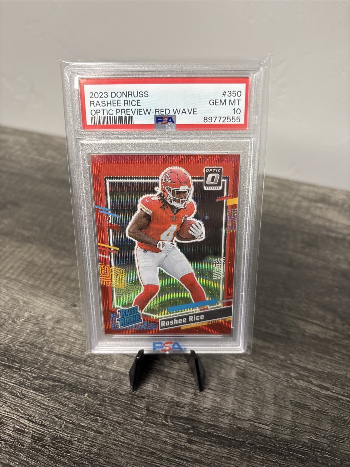 2023 Panini Donruss Rated Rookie Rashee Rice #350 Optic Preview Red Wave PSA 10