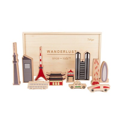 Once-Kids Wanderlust TOKYO   Wooden Building Blocks Set Eco Toy Kids Constructor