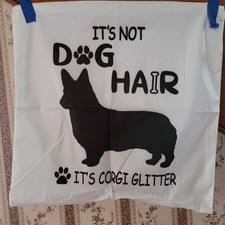 Dog Throw Pillow Cover 18" Square CORGI Hair Glitter Fuzzy NEW
