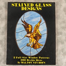 1977 Walton Studios Stained Glass Designs Book 200 Ideas  2 Full-Size Patterns 