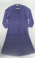 Pendleton Set Womens Skirt 12 Top 10 Navy Blue Floral Blouse Vintage Blouse