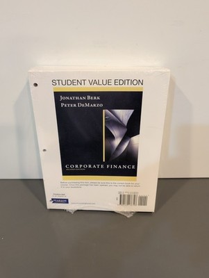 Corporate Finance Student Value Edition 2nd Edition Berk DeMarzo NEW SEALED 