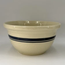 Roseville Pottery Ohio Friendship Blue Stripe Mixing Bowl 6 QT - 12” 1970s