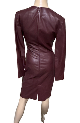 Salvatore Ferragamo Leather Burgundy Red Gathered Wrap Dress US 0 2 / IT 38  | eBay