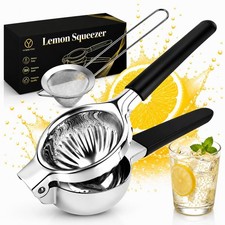 304 Stainless Steel Lemon Squeezer, Manual Lime Squeezer with 13 Filter Holes...