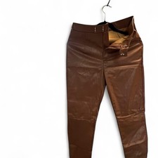 Fashion Nova Brown Faux Leather Dress Pants, Straight Leg, Women's M