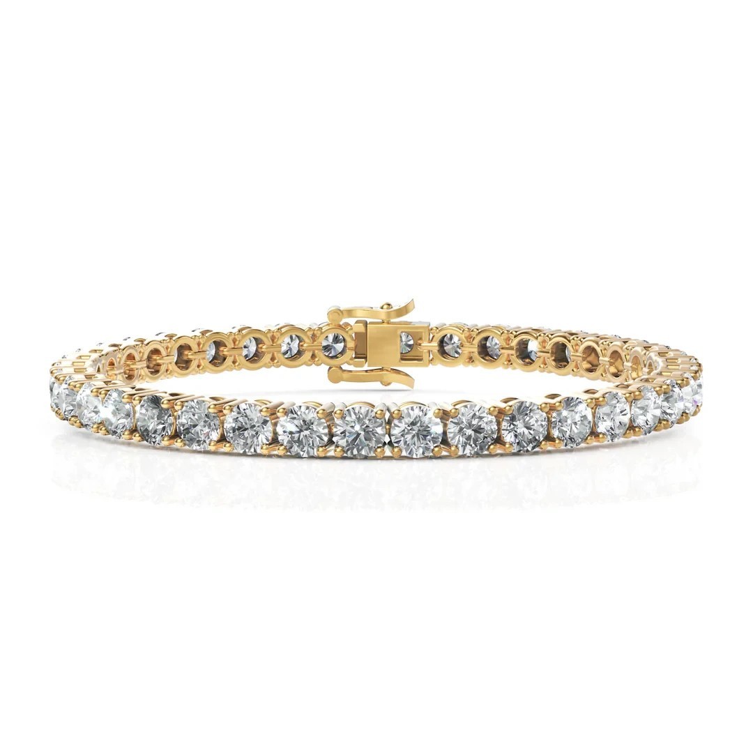 "15 CTW Round Diamond Tennis Bracelet Lab Grown for Unisex D-E VVS 925 Silver 7\""
