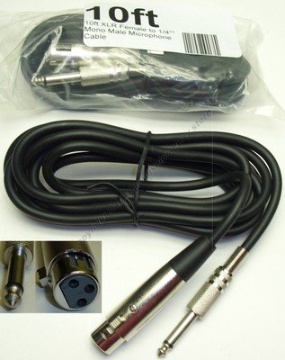 10ft XLR~1/4''Mono Professional Microphone/PA Audio Cable/Cord/Wire 3pin~6.3mm TS