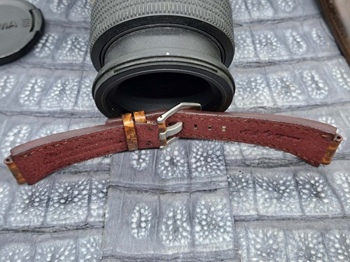 Correa de reloj de cuero exótico de 24 mm/24 mm diseño minimalista vintage a medida - Imagen 9 de 11