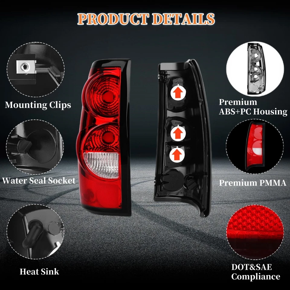 Tail lights for Chevy Silverado GMC Sierra 1500 2500 3500 1999-2007 OE Red Lens Foto 4 de 4