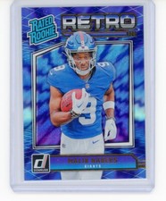 Malik Nabers 2024 Donruss Football Rated Rookie Retro Blue Shock Giants