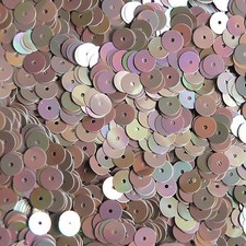 6mm Flat Round Sequins Coffee Brown Rainbow Iris Opaque.