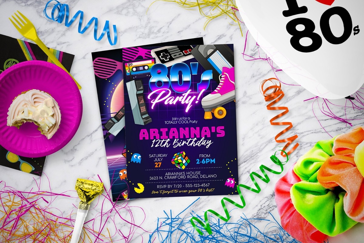 80s Party Invitation for Kids Disco Party or 40th Birthday Party, 80s Invitation | eBay back-to-the-80-s-birthday-party-invitation-printable-just-click-print-online-store-powered-by-storenvy