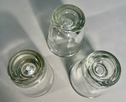 VTG Set 3 Clear Shot Glasses-1 w Line Mad Men Style Retro Barware Weighted - Picture 4 of 5