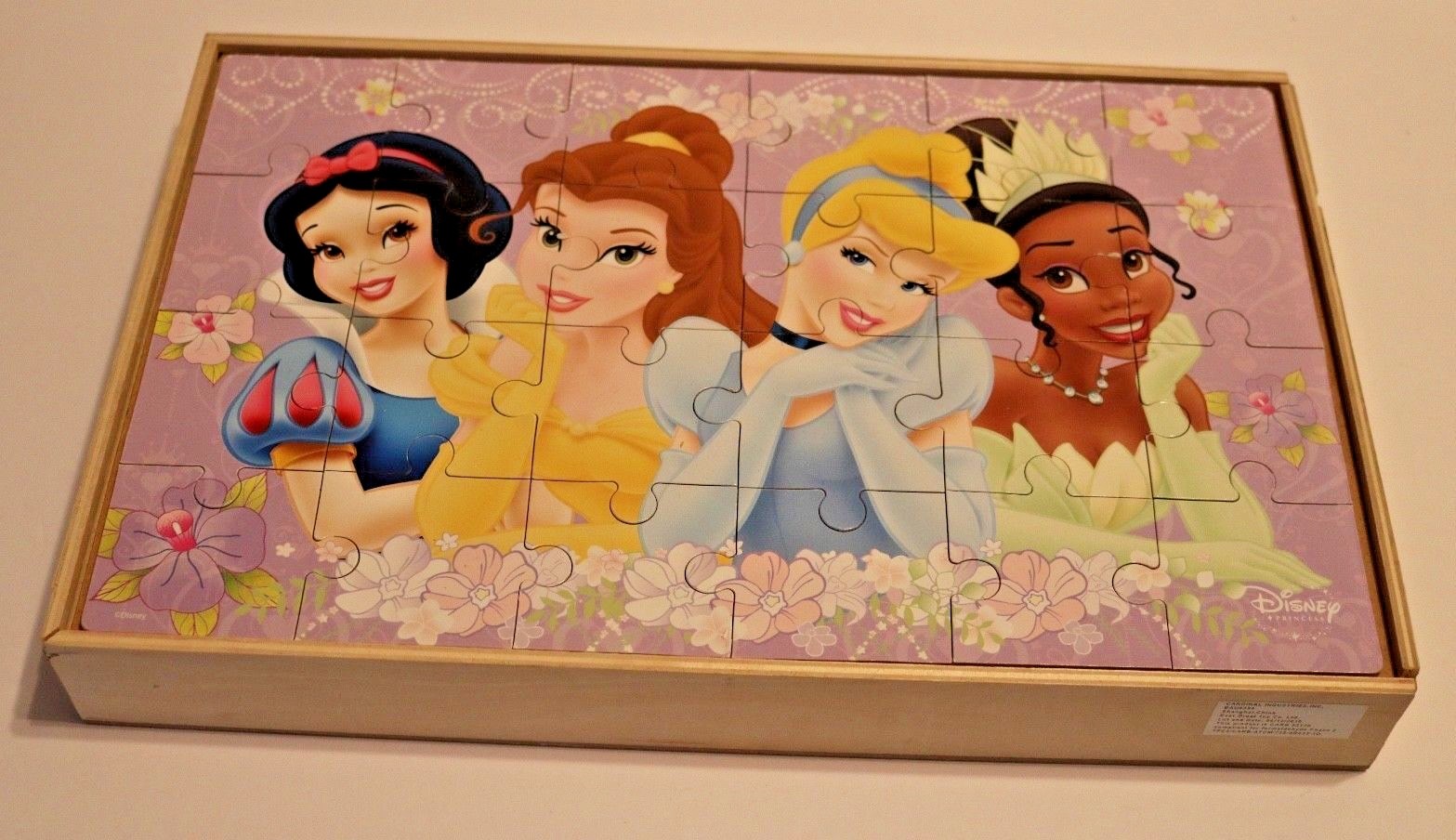 4 Disney Wood Puzzles in Wood Box eBay