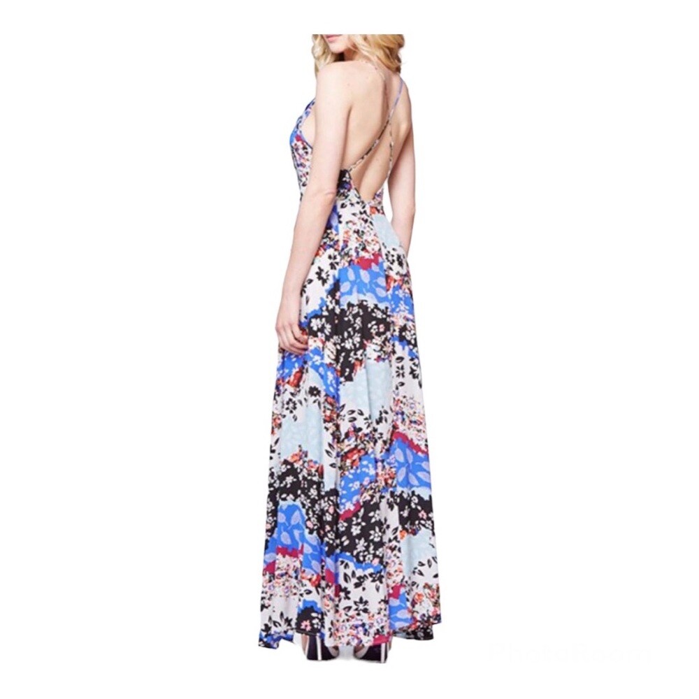 Yumi Kim "Kat" Maxi Flower Print Silk Dress Size S View 3