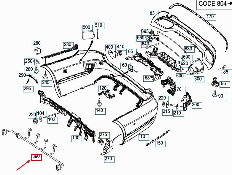 Neu MERCEDES-BENZ E W212 Kabelbaum für die hintere Stoßstange A2125405810