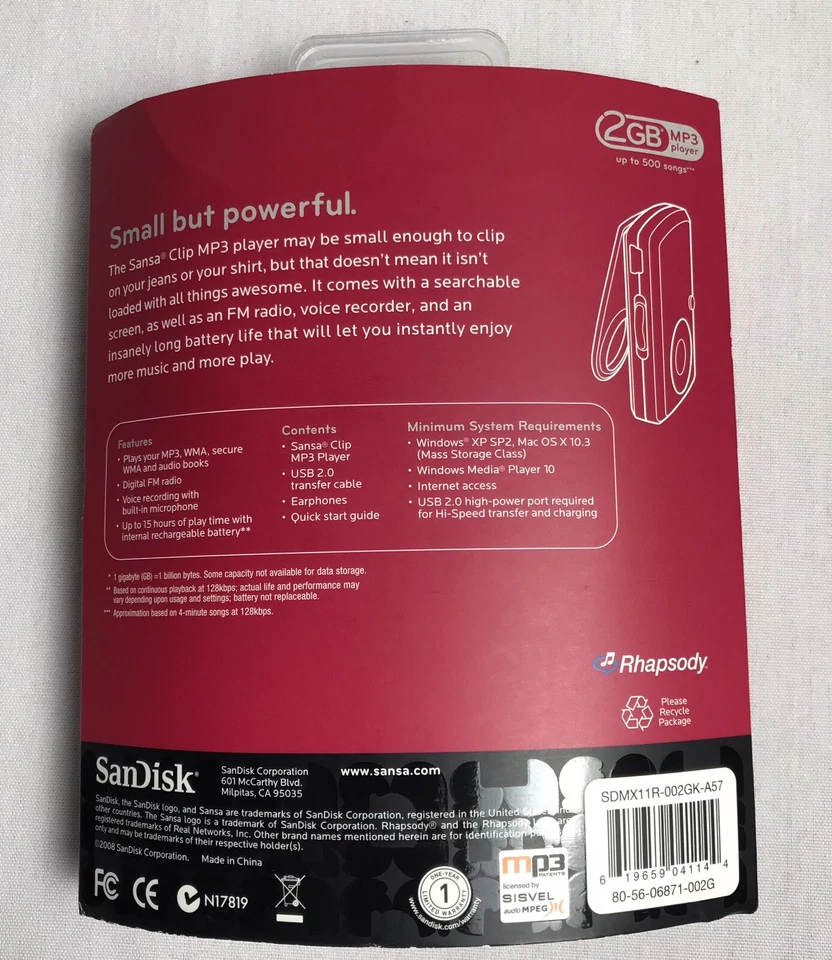 SANDISK Sansa Clip MP3 Player 2 GB - Image 2 of 4