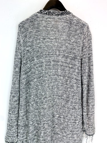 Mistral Long Sleeve Open Front Cotton Blend Grey Cardigan with Pockets Size 14 - Picture 9 of 11
