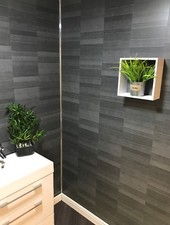 Grey Panels, Tile Effect Cladding, Sparkle Bathroom Shower Wall Panels PVC