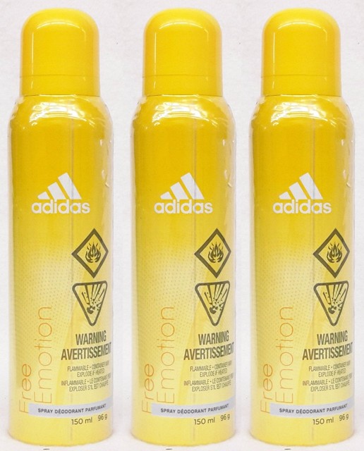 3 Adidas FREE EMOTION Body Spray Deodorant For Women eBay