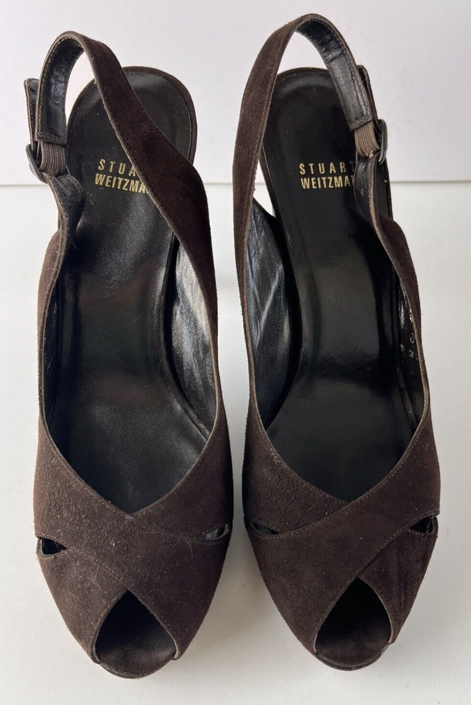 Stuart Weitzmann Brown Suede Platform Women's Pee… - image 4