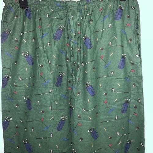 NEW MENS COZEE CORNER GREEN FLANNEL GOLF PAJAMA PANTS W POCKETS DRAWSTRING SZ SM - Bild 2 von 3