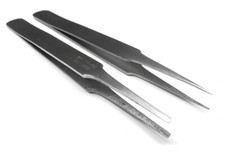 Set of 2 Tweezers 2A TW08 Stainless Anti-Magnetic Jewelry Watch and Bead Work