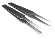 Set of 2 Tweezers #2A & TW08 Stainless Anti-Magnetic Jewelry Watch and Bead Work