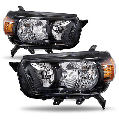 Headlights For 2010 2011 2012 2013 Toyota 4runner Black Amber Corner Lamps 10-13