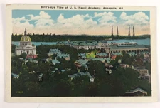 Birds Eye View US Naval Academy Annapolis MD Miller Art Co c. 1930's