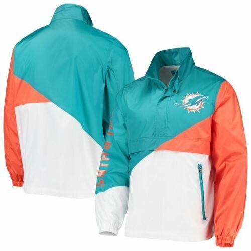 New Men Miami Dolphins Hoodie Sideline Athletic Performance Full zip Jacket  Coat