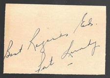 Obscure Pat Lundy Detroit Red Wings Blackhawks Signed Card 1945-1951 dec. 1999 