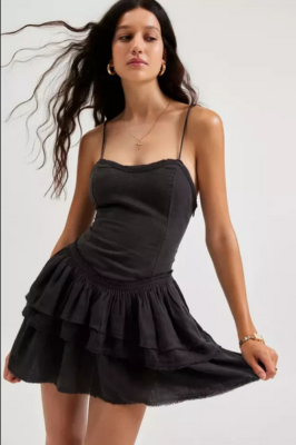 UO Kimchi Blue Desi Strappy Drop Waist Mini Dress Sleeveless Black Corset  New S | eBay