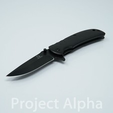6.25" Full Stainless Steel Black Spring Assisted Tactical Folding Pocket Knife