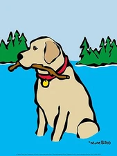 Retriever in Lake by Marc Tetro Art Print Poster Dog Puppy 12x9.5