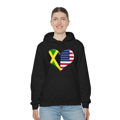 Jamaican American Flag Hooded Sweatshirt Jamaican Pride USA Flag Hoodie - Picture 24 of 28