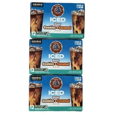The Original Donut Shop Coffee Iced Duos Cookies & Caramel 12ct K Cups Keurig x3