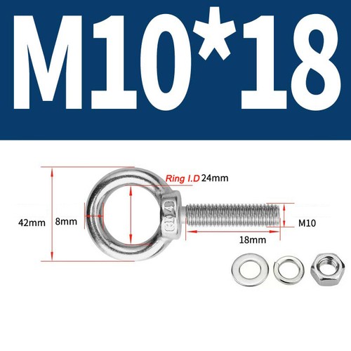 Stainless steel lifting eye bolt A2 Marine grade longshank nut M3 M4 M5 M6- M30 - Picture 61 of 119