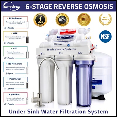 iSpring RCC7AK NSF Certified 6 Stage Reverse Osmosis System with Alkaline Filter