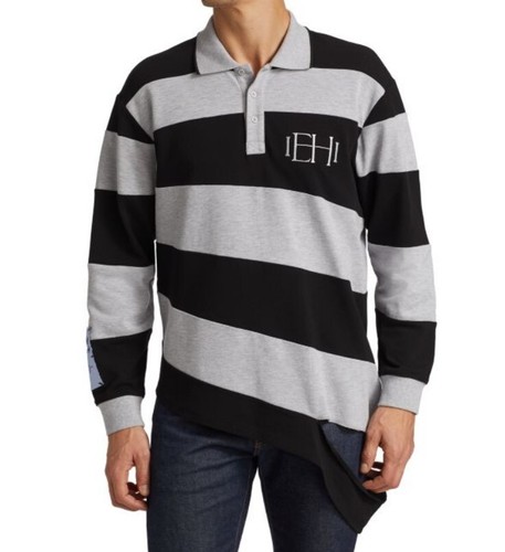 NWT McQ Alexander McQueen Polo Shirt Assymetric Stripe Mens Large - 第 2/6 張圖片