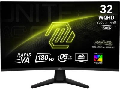 MSI 32" (31.5" Viewable) 180 Hz Rapid VA WQHD Gaming Monitor 2560 x 1440 (2K) 82