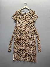 LOFT Womens Brown Dress Cheetah Print Short Sleeve Scoop Neck NWT Size MP