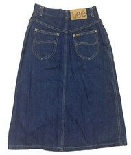 Vintage 70s Lee Denim Midi Slit Jean Skirt MADE IN USA Size 5R Waist Is 25  